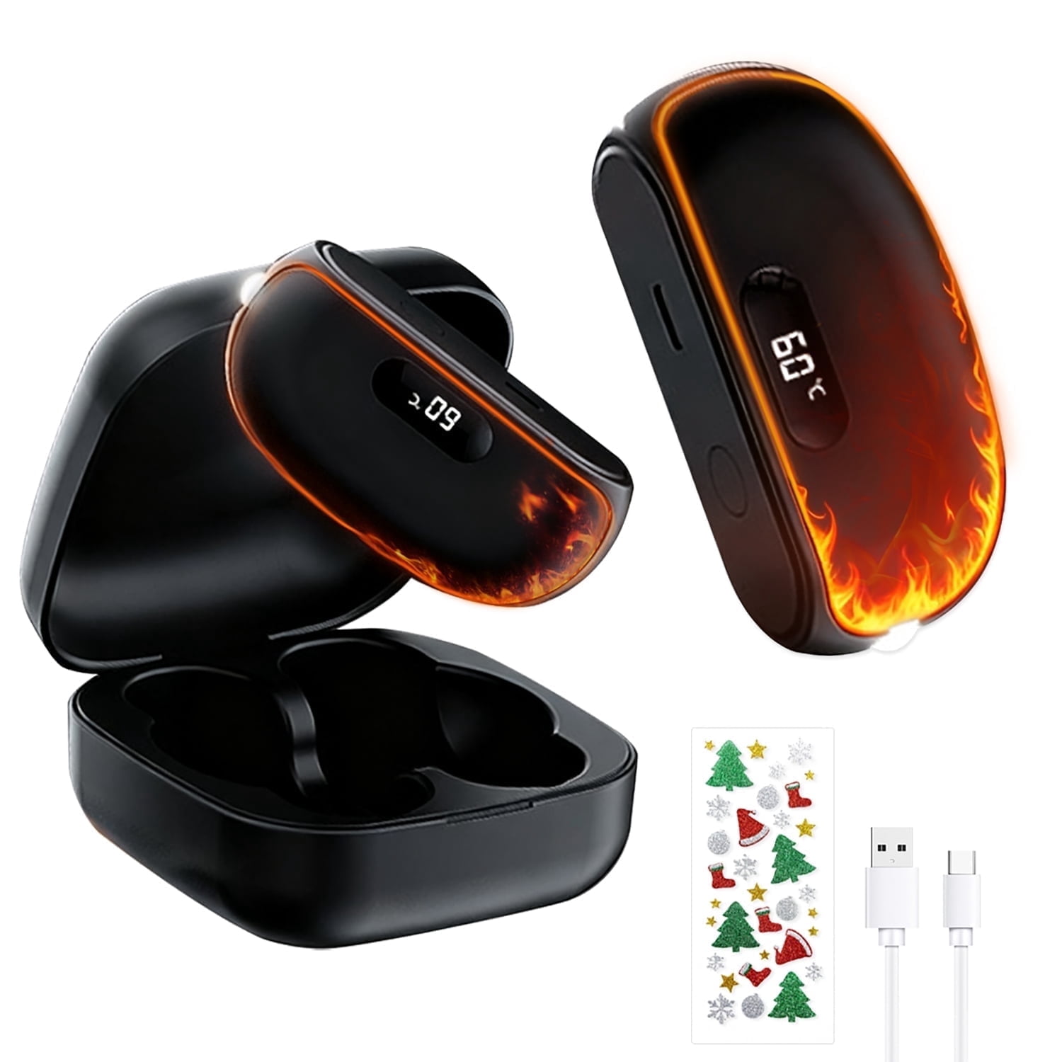 FNDEMSLA Rechargeable Magnetic Hand Warmers 2 Pack, Fast Heating with USB Charging Case, Portable Hand Warmers for Outdoor/Cold WeatherTravel Hunting Camping