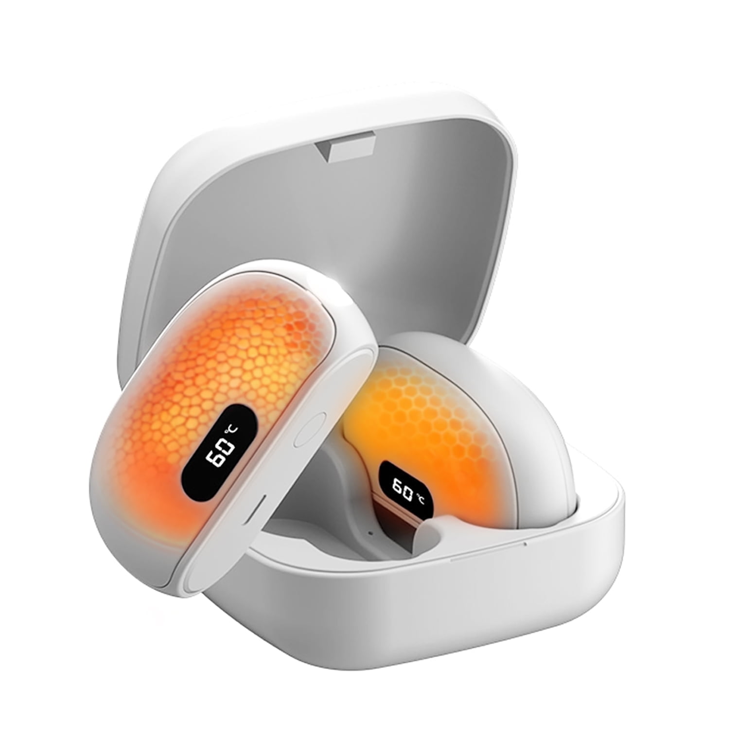 FNDEMSLA Rechargeable Magnetic Hand Warmers, Fast Heating with USB Charging Case, Portable for Outdoor/Cold Weather, Perfect Christmas Gift & Travel Essentials (White)