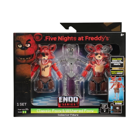 Five Nights at Freddys 6-inch Endo-Series Collector Figure: Endo-1 with Classic Foxy and Withered Foxy Pieces