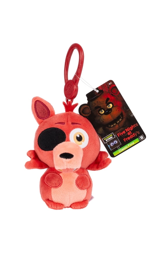 Five Nights at Freddys Classic Foxy Clip-On Plush - 4-inch Plush with Soft Material and Glow-In- The-Dark Eyes