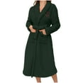 thumbnail image 1 of FNFFH Womens Long Plush Robe Soft Shawl Collar Belted Bathrobe Cute Love Embroidery Robes with Pockets, 1 of 5