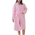 thumbnail image 1 of FNFFH Womens Plush Bathrobe Soft Fluffy Jacquard Robe Long Fleece Kimono Robes Cozy Warm Housecoat Nightgowns, 1 of 3