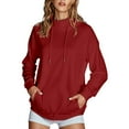 thumbnail image 1 of FNFHFY Hoodies for Women Oversized Mock Neck Sweatshirts Loose Fit Drop Shoulder Hoodie Solid Color Drawstring Pullover Sweatshirt with Kangaroo Pocket, 1 of 7