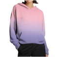 thumbnail image 1 of FNFHFY Hoodies for Women Color Block Hooded Sweatshirt Cozy Knit Sweater Pullovers Loose Drop Shoulder Hoodie, 1 of 7