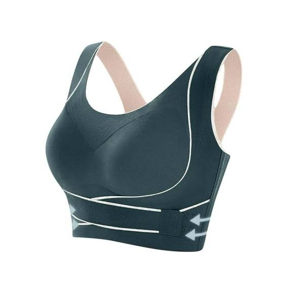 FNFHFY Jelly Bras for Women Push up Wireless Seamless Comfy Posture Corrector Sports Daliy Bra Front Criss Cross Bras Side Buckle Yoga Crop Top