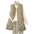 thumbnail image 1 of FNFHFY Long Puffer Vest Women Lightweight Quilted Sleeveless Jacket Solid Color Puffer Jackets Snap Down Winter Coat with Pockets, 1 of 6