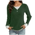 thumbnail image 1 of FNFHFY Plus Size Long Sleeve Shirts for Women Fake Two Piece Henley Shirt Dressy Casual Ribbed Spring Blouse Y2k Going Out Tops, 1 of 7