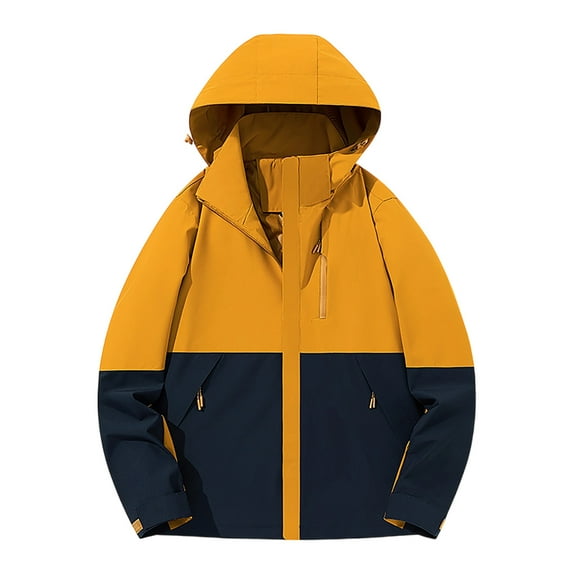 FNFHFY Plus Size Windbreaker for Women Lightweight Breathable Windproof Hooded Coat Color Block Zip Up Hiking Climbing Travel Jacket