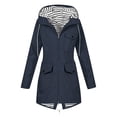 thumbnail image 1 of FNFHFY Rain Jacket Women Waterproof Long Lightweight Lined Raincoat Zip Up Hooded Windbreaker Outdoor Trench Coat with Pockets, 1 of 8