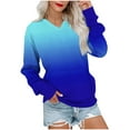 thumbnail image 1 of FNFHFY Sweashirts for Women V Neck Gradient Sweashirt Loose Drop Shoulder Pullover Long Sleeve Shirt with Pocket, 1 of 5