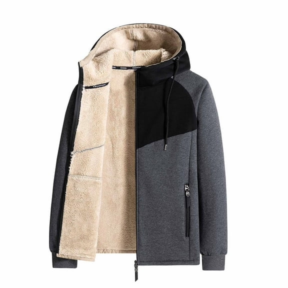 FNFHFY Thick Sherpa Lined Jackets for Women Men Plus Size Unisex Fleece Hooded Jacket Thermal Zip Up Drawstring Winter Coats Fuzzy Hoodies
