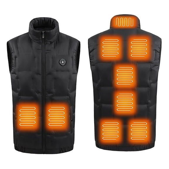 FNFHFY Unisex Heated Vests Zip Up Stand Collar Puffer Vest for Women Men 9 Heating Zone Lightweight Electric Smart Heated Jacket Winter Vests for Outdoor Motorcycle Camping Fishing Skiing
