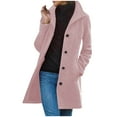 thumbnail image 1 of FNFHFY Women's Casual Thicken Wool Blend Stand Collar Single Breasted Pea Coat with Pockets, 1 of 6