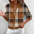 thumbnail image 1 of FNFHFY Women's Cropped Plaid Jacket Open Front Flannel Shacket Casual Long Sleeve Blazer Jackets 2025 Fall Checkered Coat, 1 of 6