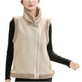thumbnail image 1 of FNFHFY Women's Faux Fur Suede Vest Fuzzy Fleece Vests Zip Up Sherpa Lined Sleeveless Jacket Winter Waistcaot with Pockets, 1 of 6