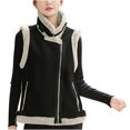 thumbnail image 1 of FNFHFY Women's Faux Fur Suede Vest Fuzzy Fleece Vests Zip Up Sherpa Lined Sleeveless Jacket Winter Waistcaot with Pockets, 1 of 6