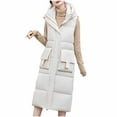 thumbnail image 1 of FNFHFY Women's Long Style Jacket Vests Solid Color Fall Winter Hooded Vests Slim Fashion Double Side Big Pockets Outing Gilets, 1 of 9