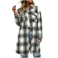 thumbnail image 1 of FNFHFY Women's Mid Long Flannel Shirts Casual Button Down Plaid Shacket Jacket Checkered Coats with Pockets 2025 Fall Clothes, 1 of 7