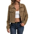 thumbnail image 1 of FNFHFY Womens Corduroy Jackets Casual Cropped Shacket Jacket Lapel Button Down Fall Coats Long Sleeve Shirts Barn Jacket with Pockets, 1 of 7