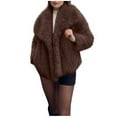 thumbnail image 1 of FNFHFY Womens Faux Fur Coat Lapel Open Front Shaggy Jacket Solid Long Sleeve Plush Jackets Soft Fluffy Faux Fur Coats, 1 of 6
