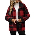 thumbnail image 1 of FNFHFY Womens Flannel Plaid Shacket Jacket Loose Lapel Button Down Fleece Jackets Thick Winter Coats Fluffy Flannels with Pockets, 1 of 7