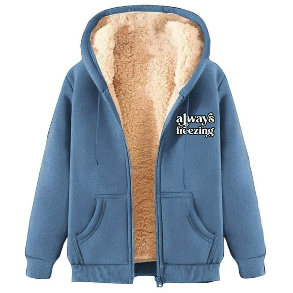 FNFHFY Womens Fleece Lined Hoodies Casual Thick Zip Up Printed Hoodie Drawstring Sherpa Lined Hooded Sweatshirt Jackets with Pockets