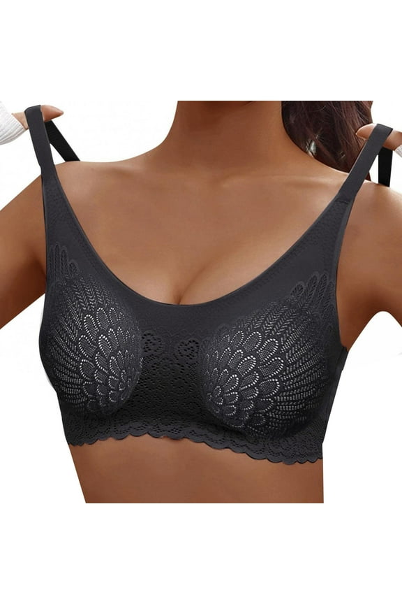 Womens Lace Bra Seamless Supporttive Wire-Free Sports Bra No Underwire Full Coverage T-Shirt Bra