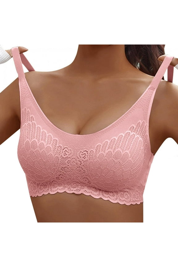 Womens Lace Bra Seamless Supporttive Wire-Free Sports Bra No Underwire Full Coverage T-Shirt Bra