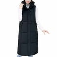 thumbnail image 1 of FNFHFY Womens Long Puffer Vest Lightweight Padded Sleeveless Jackets Hooded Ankle Length Winter Parka Solid Winter Waistcoat Outwear, 1 of 5