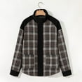 thumbnail image 1 of FNFHFY Womens Plaid Jackets Casual Corduroy Patchwork Jacket Zip-Up Snap Button Plaid Shacket Winter Fall Coats with Pockets, 1 of 9