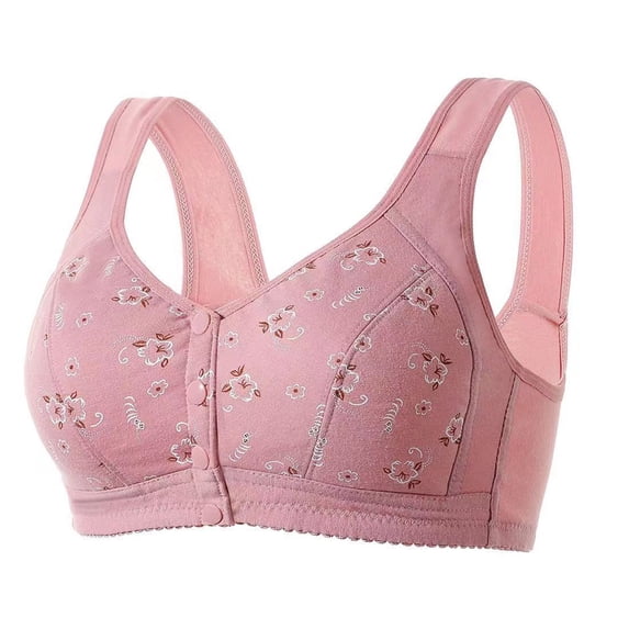 FNFHFY Womens Plus Size Bras Front Closure Bras No Underwire Breathable Bralettes Comfort Senior Wireless Snap Closing Bra