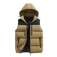 thumbnail image 1 of FNFHFY Womens Puffer Vest Plus Size Sleeveless Puffer Jacket Color Block Zip Up Winter Coat Thicken Padded Coats with Detachable Hood, 1 of 5