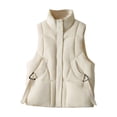 thumbnail image 1 of FNFHFY Womens Puffer Vest Plus Size Solid Sleeveless Padded Coat Stand Collar Winter Trendy Bubble Vests Outerwear with Pockets, 1 of 6
