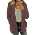 thumbnail image 1 of FNFHFY Womens Sherpa Jackets Casual Button Down Fuzzy Fleece Hooded Jacket Loose Fit Soft Plush Cardigan Winter Cozy Warm Coats, 1 of 6