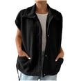 thumbnail image 1 of FNFHFY Womens Sherpa Vest Solid Stand Collar Fuzzy Fleece Vests Oversized Cap Sleeve Jackets Loose Fit Fall Winter Waistcoat Outwear with Pockets, 1 of 6