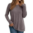 thumbnail image 1 of FNFHFY Womens Sweatshirt Loose Fit Crew Neck Shirt Solid Color Long Sleeve Shirts Fall Pullover Tops Casual Basic Tees, 1 of 8