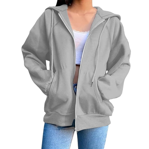 FNFHFY Zip Up Hoodies for Women Trendy Raglan Sleeve Preppy Hoodie Drawstring Solid Hooded Sweatshirts Fall Lightweight Thin Jackets with Pockes