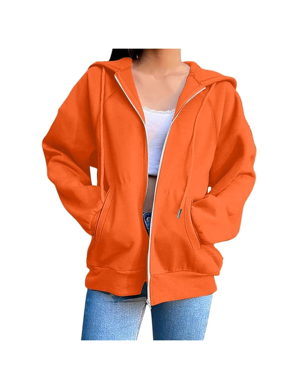 FNFHFY Zip Up Hoodies for Women Trendy Raglan Sleeve Preppy Hoodie Drawstring Solid Hooded Sweatshirts Fall Lightweight Thin Jackets with Pockes