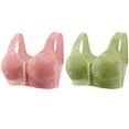 thumbnail image 1 of FNFYFH 2 Pack Plus Size Wireless Bras Front Close Button Seamless Bralettes Full-coverage Push-up Underwear with Support and Lift T-shirt Bra No Underwire M-XXXXL, 1 of 4