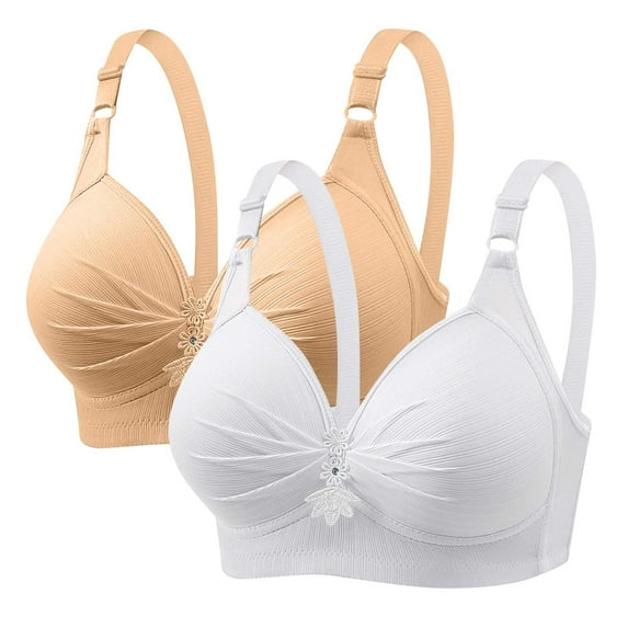 FNFYFH 2 Pack Wireless Bras for Women Everyday Comfort Push-up Seamless Bra Breathable Liftup Womens Plus Size Underwear Sexy Ruffled T-shirt Bras Fashion 2025