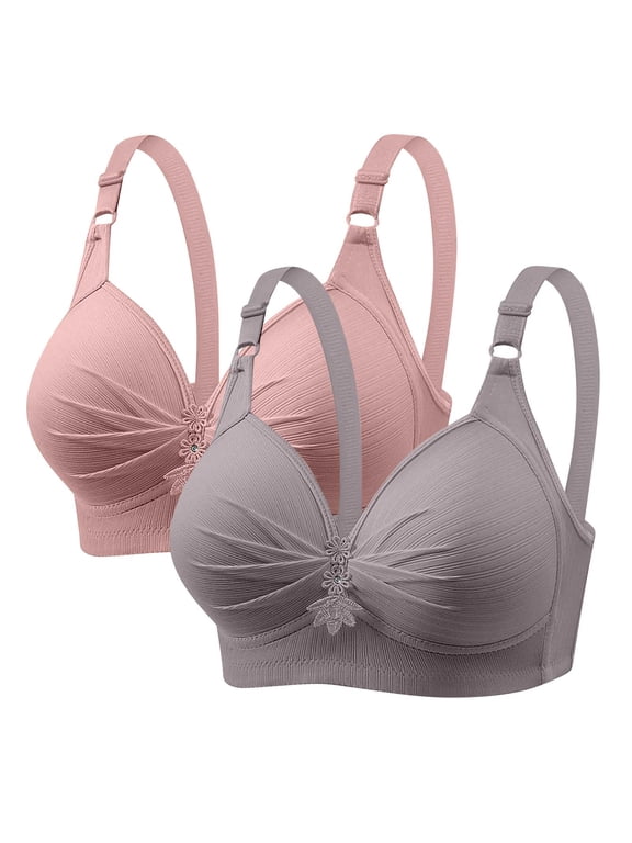 2 Pack Wireless Bras for Women Everyday Comfort Push-up Seamless Bra Breathable Liftup Womens Plus Size Underwear Sexy Ruffled T-shirt Bras Fashion 2025
