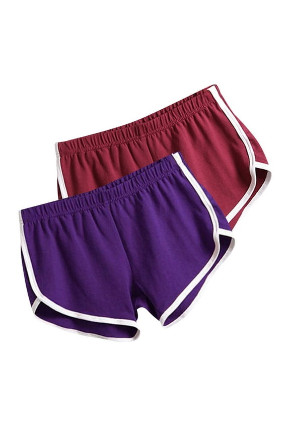 2 Pack Womens Athletic Shorts Summer Elastic Running Workout Pants Soft Breathable Dolphin Shorts Cycling Hiking Sports Active Shorts 2031 Causal Plus Size Patchwork Shorts