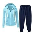 thumbnail image 1 of FNFYFH 2 Piece Fleece Sweatsuits for Women Zipper Long Sleeve Hooded Tracksuits Solid Sports Outfits with Pockets Drawstring Elastic Waist Plus Size Pants Suits S-XXXL, 1 of 5