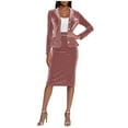 thumbnail image 1 of FNFYFH 2 Piece Velvet Outfits for Women Open Front Blazer Jacket Skirts Sets Two Piece Business Formal Suit Sets, 1 of 7