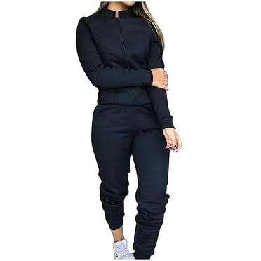 FNFYFH 2 Piece Womens Sweatsuits Zipper Long Sleeve Tracksuits with Pockets Solid Workout Suits 2025 Loose Fit Comfy Elastic Sweatpants Sets Cargo Pants Outfits S-XL Clearance Deals