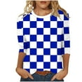 thumbnail image 1 of FNFYFH 3/4 Length Sleeve Womens Plus Size Tops Crew Neck Checkered Shirt Loose Fit Tunic Blouses, 1 of 6