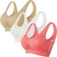 thumbnail image 1 of FNFYFH 3 Pack Sports Bras for Women 2025 Plus Size Seamless Wireless Bra Comfy Breathable Wirefree Bralette Bra Smoothing Full-coverage T-shirt Underwear for Women, 1 of 5