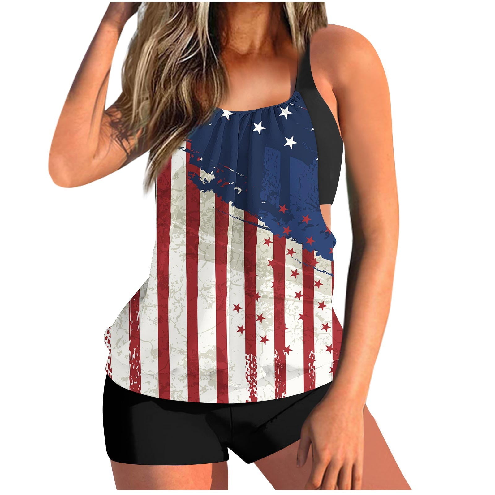 FNFYFH American Flag Tankini Swimsuits for Women 4th of July Bathing ...