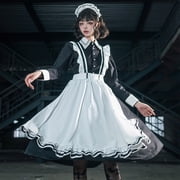 FNFYFH Anime Maid Cosplay Dress Set for Women Cute Waitress Outfit with Accessories for Masquerade and Theme Parties