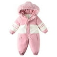 thumbnail image 1 of FNFYFH Baby Winter Snowsuit Warm Bear Onesie Footed Romper Thermal Fleece Lined Jumpsuit with Detachable Hat Gloves, 1 of 7